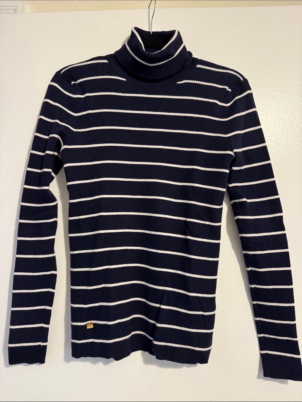 Lauren Ralph Lauren Navy & White Striped Turtleneck Sweater